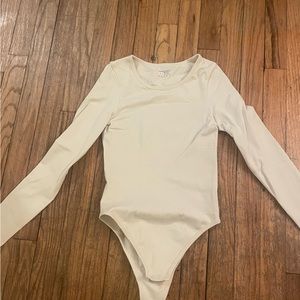 Long sleeve Ribbed Cream Bodysuit